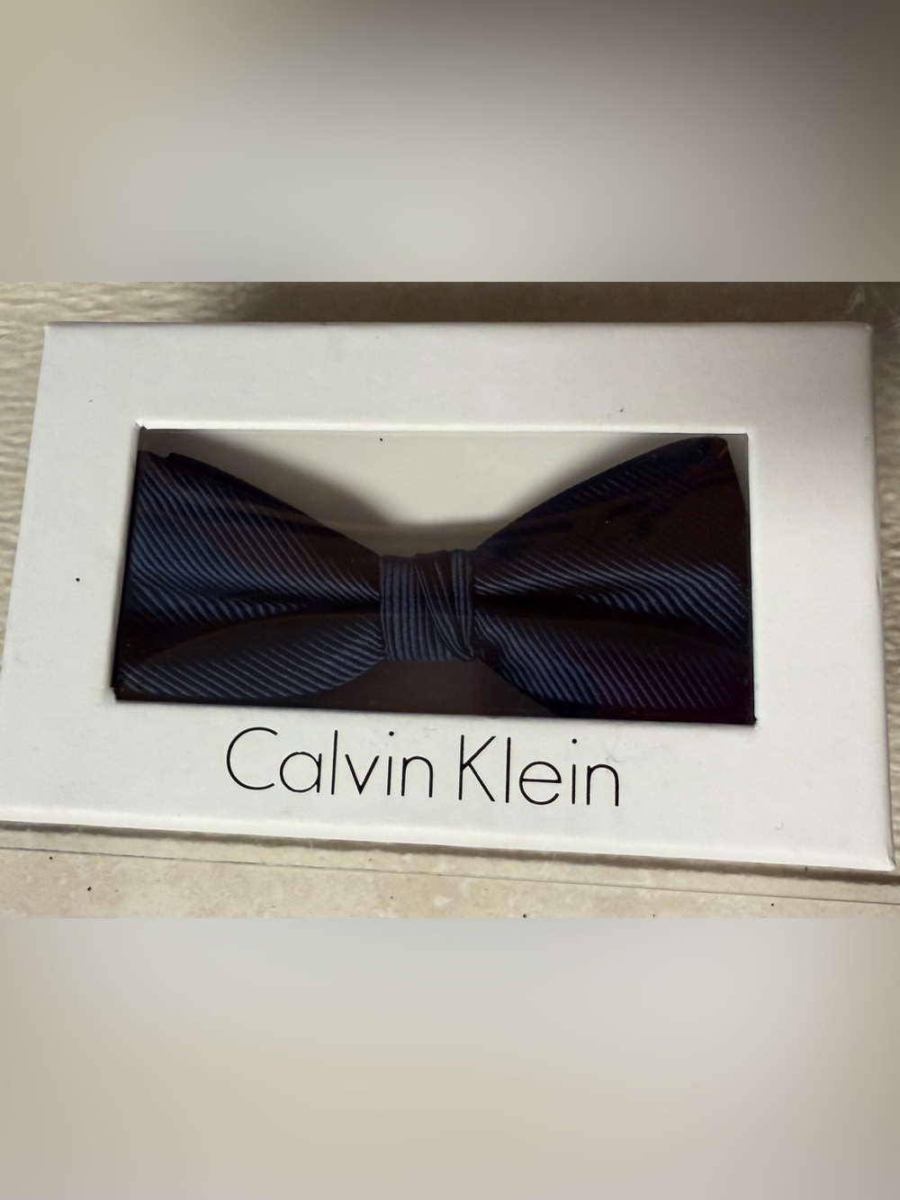 Calvin Klein Men's Blue Ribbed Bow Tie